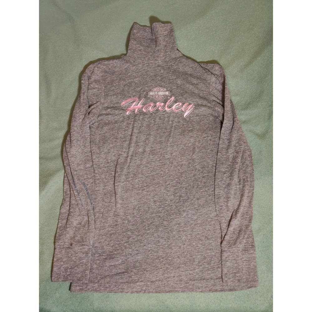 Harley Davidson Grey Heather Long Sleeve Turtle Neck Women's Small Clearwater FL